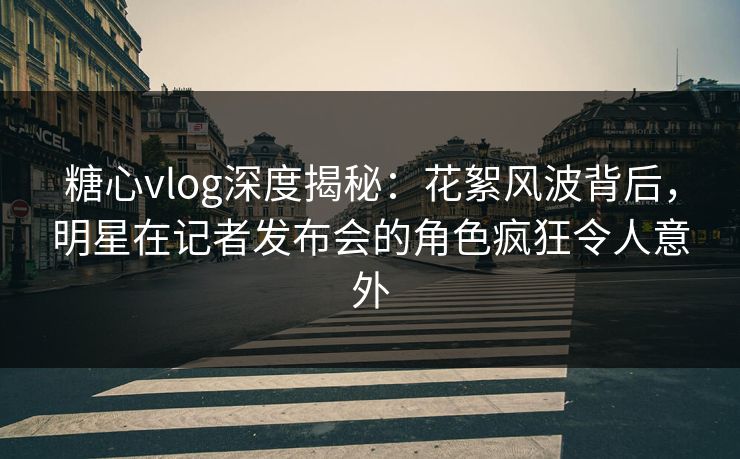 糖心vlog深度揭秘：花絮风波背后，明星在记者发布会的角色疯狂令人意外