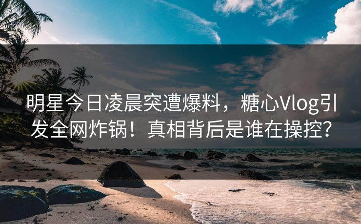 明星今日凌晨突遭爆料，糖心Vlog引发全网炸锅！真相背后是谁在操控？