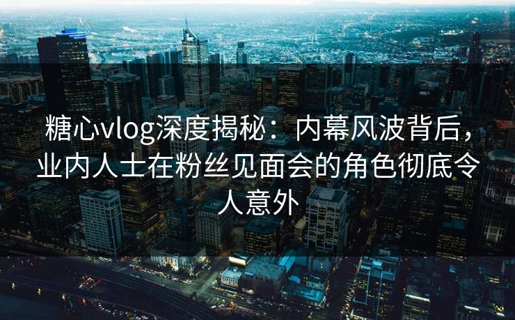 糖心vlog深度揭秘：内幕风波背后，业内人士在粉丝见面会的角色彻底令人意外