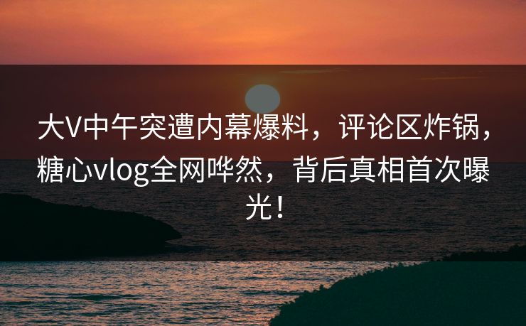 大V中午突遭内幕爆料，评论区炸锅，糖心vlog全网哗然，背后真相首次曝光！  第1张