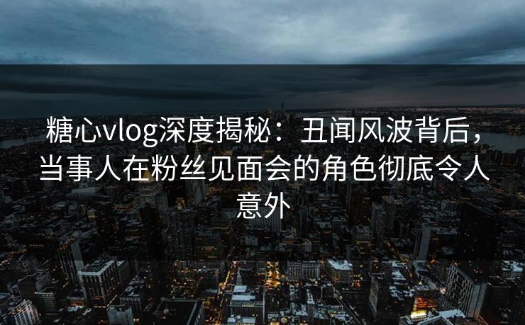 糖心vlog深度揭秘：丑闻风波背后，当事人在粉丝见面会的角色彻底令人意外