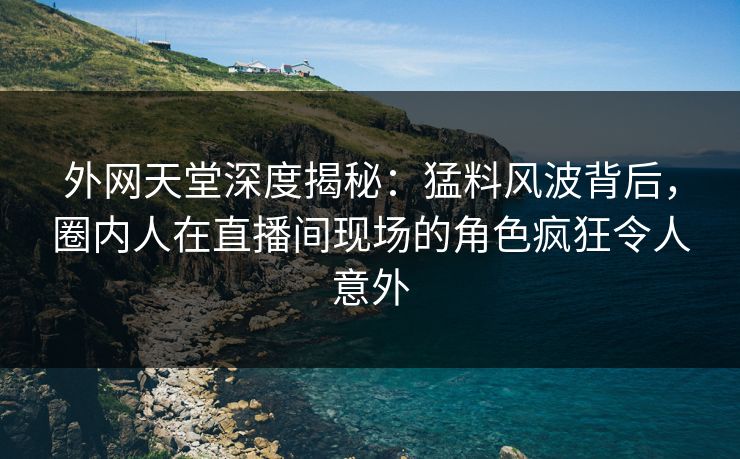 外网天堂深度揭秘：猛料风波背后，圈内人在直播间现场的角色疯狂令人意外
