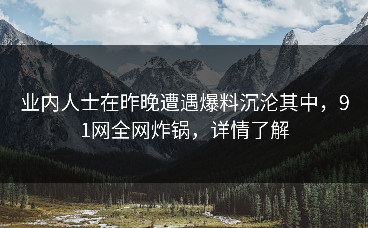 业内人士在昨晚遭遇爆料沉沦其中，91网全网炸锅，详情了解