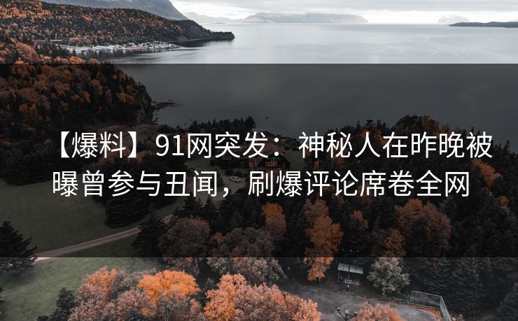 【爆料】91网突发：神秘人在昨晚被曝曾参与丑闻，刷爆评论席卷全网