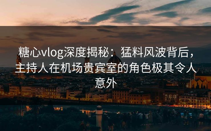 糖心vlog深度揭秘：猛料风波背后，主持人在机场贵宾室的角色极其令人意外
