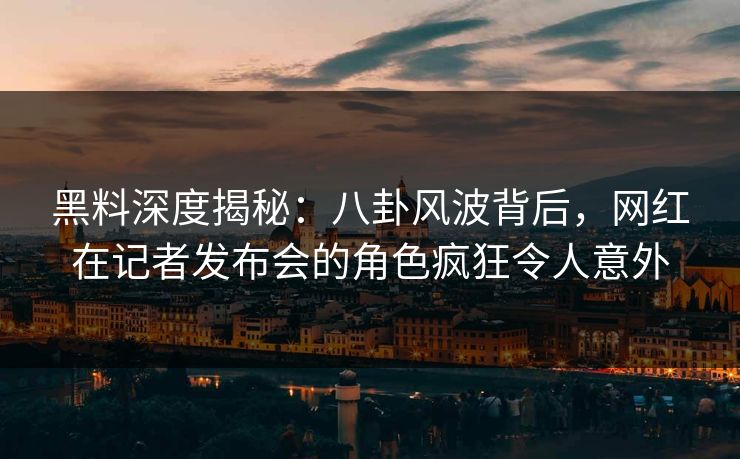 黑料深度揭秘：八卦风波背后，网红在记者发布会的角色疯狂令人意外