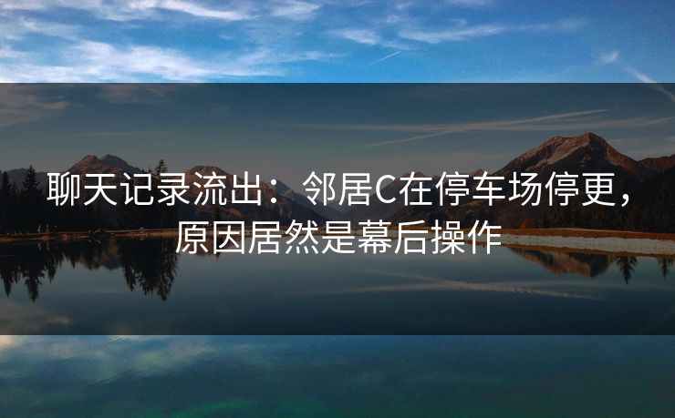 聊天记录流出：邻居C在停车场停更，原因居然是幕后操作  第1张