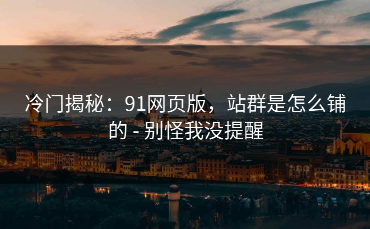 冷门揭秘：91网页版，站群是怎么铺的 - 别怪我没提醒
