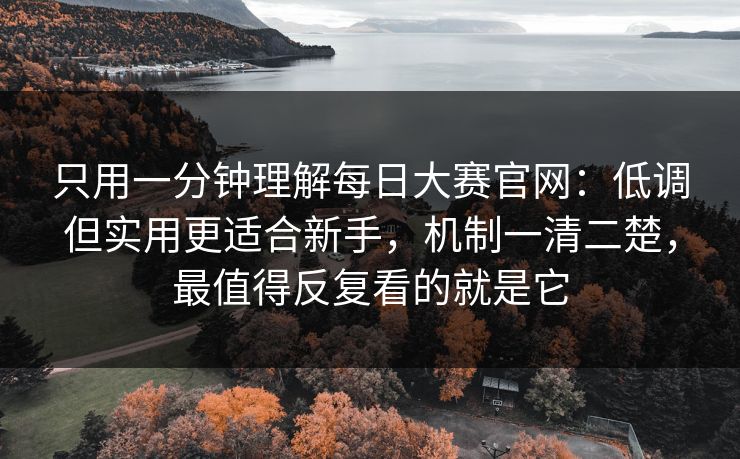 只用一分钟理解每日大赛官网：低调但实用更适合新手，机制一清二楚，最值得反复看的就是它
